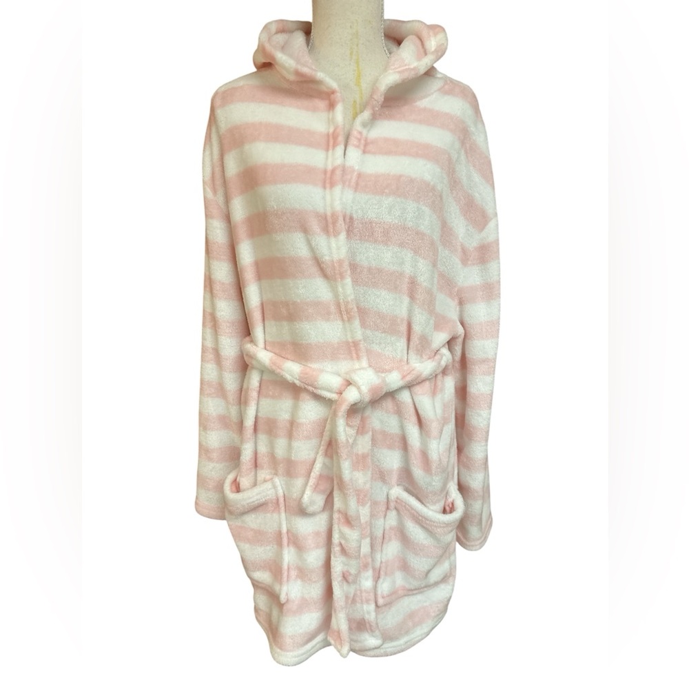 Bobbie Brooks Soft Pink & White Striped Sleepwear Robe L/XL Preowned